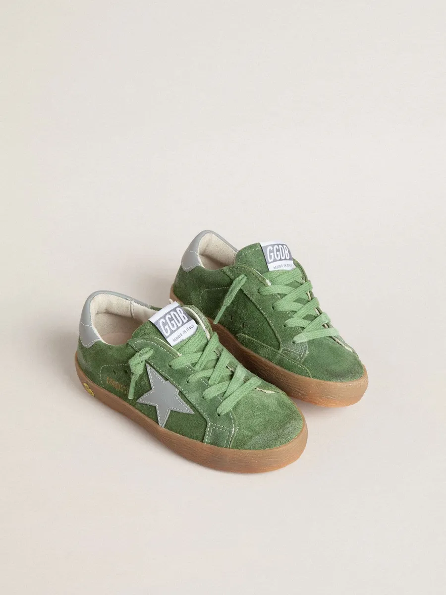 Super-Star Junior in suede verde con stella e talloncino carta da zucchero