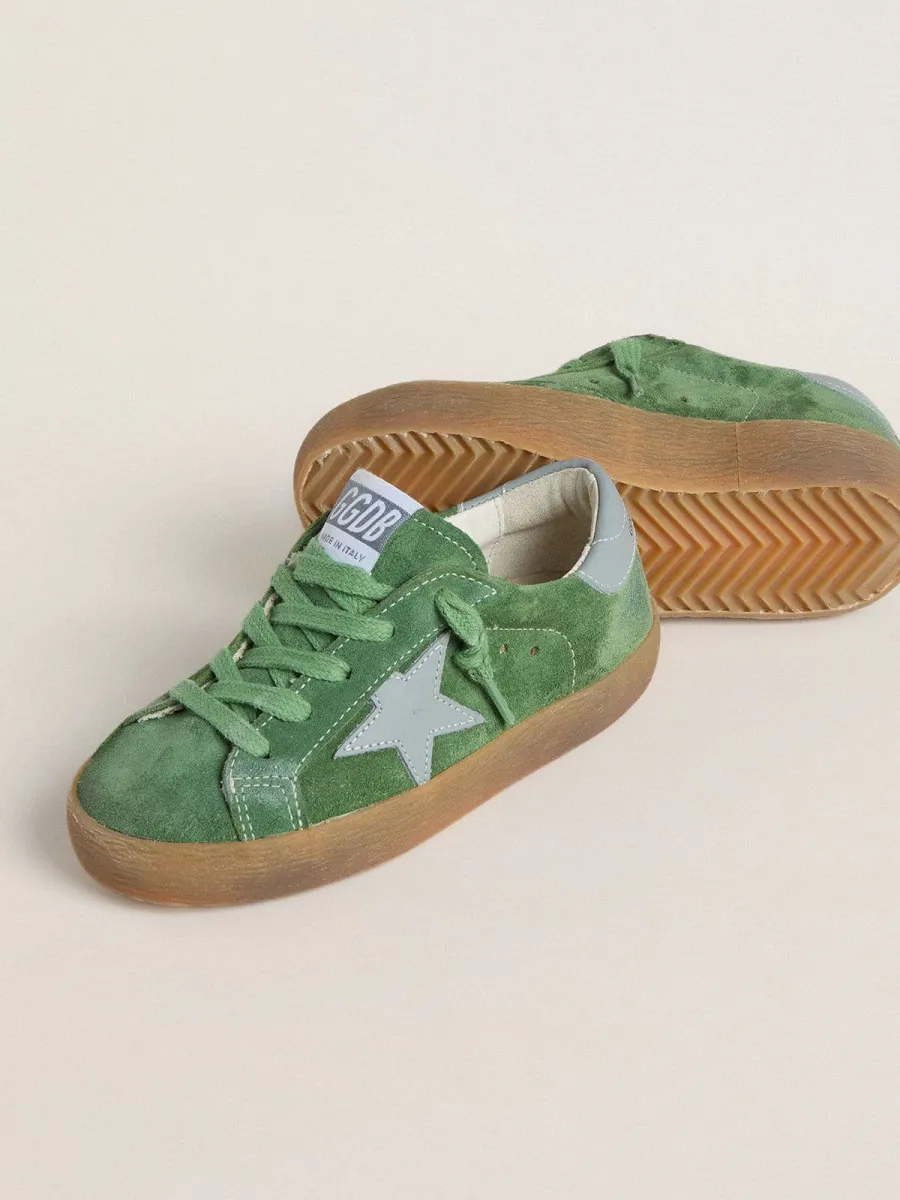 Super-Star Junior in suede verde con stella e talloncino carta da zucchero