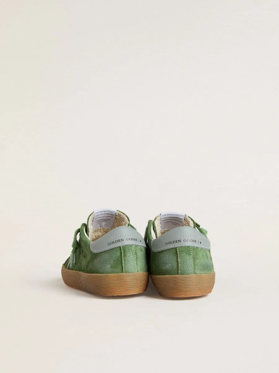 Super-Star Junior in suede verde con stella e talloncino carta da zucchero