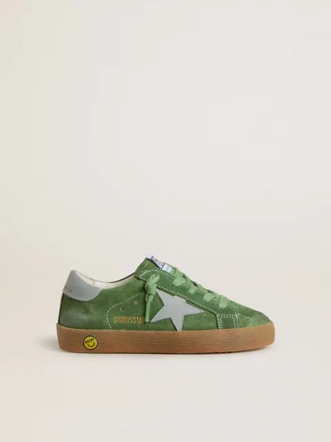 Super-Star Junior in suede verde con stella e talloncino carta da zucchero