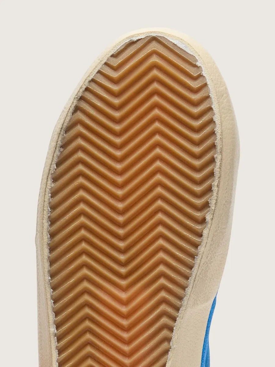 Super-Star junior in suede bluette con stella in pelle bianca