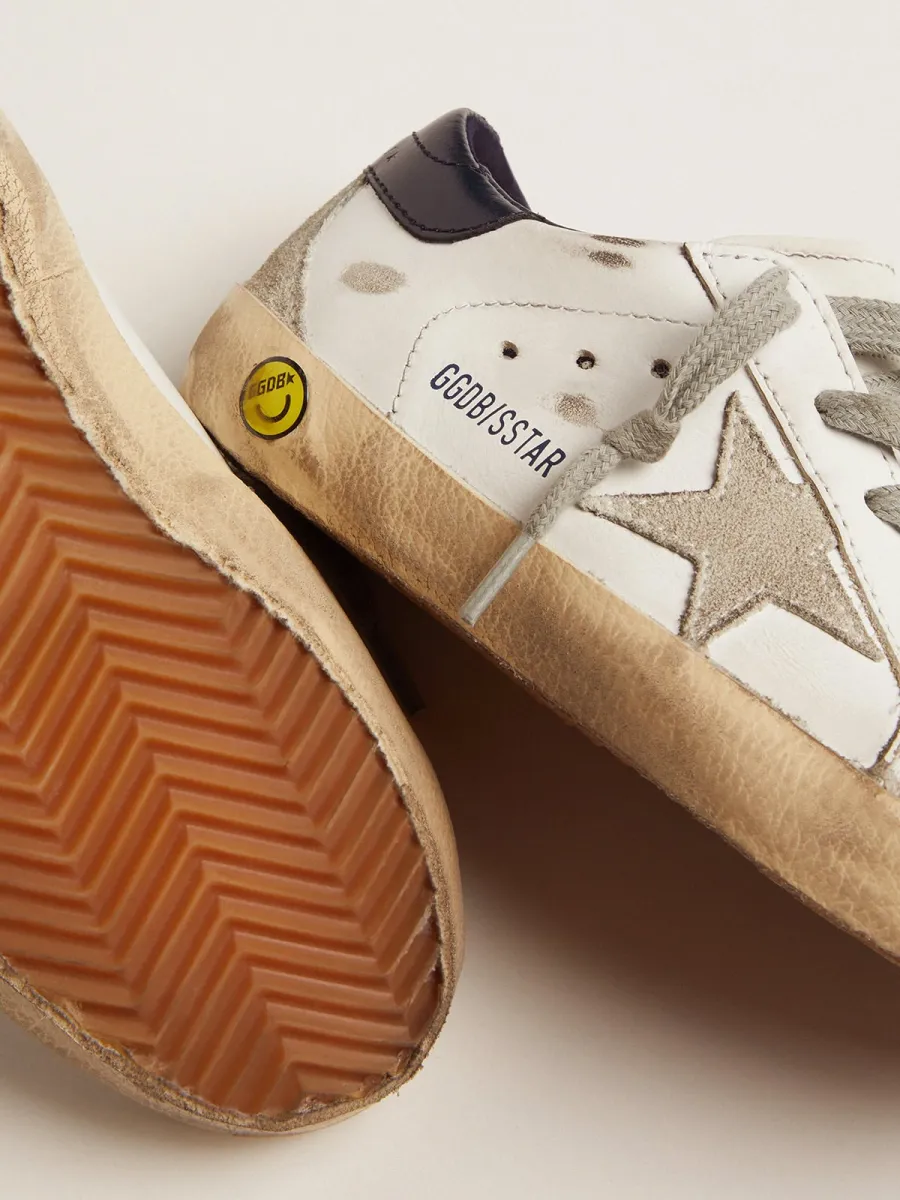 Super-Star Junior con stella in suede grigio e talloncino blu