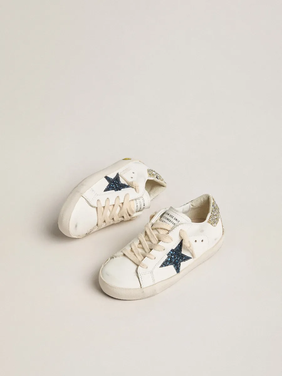 Super-Star Junior in pelle con stella e talloncino glitter