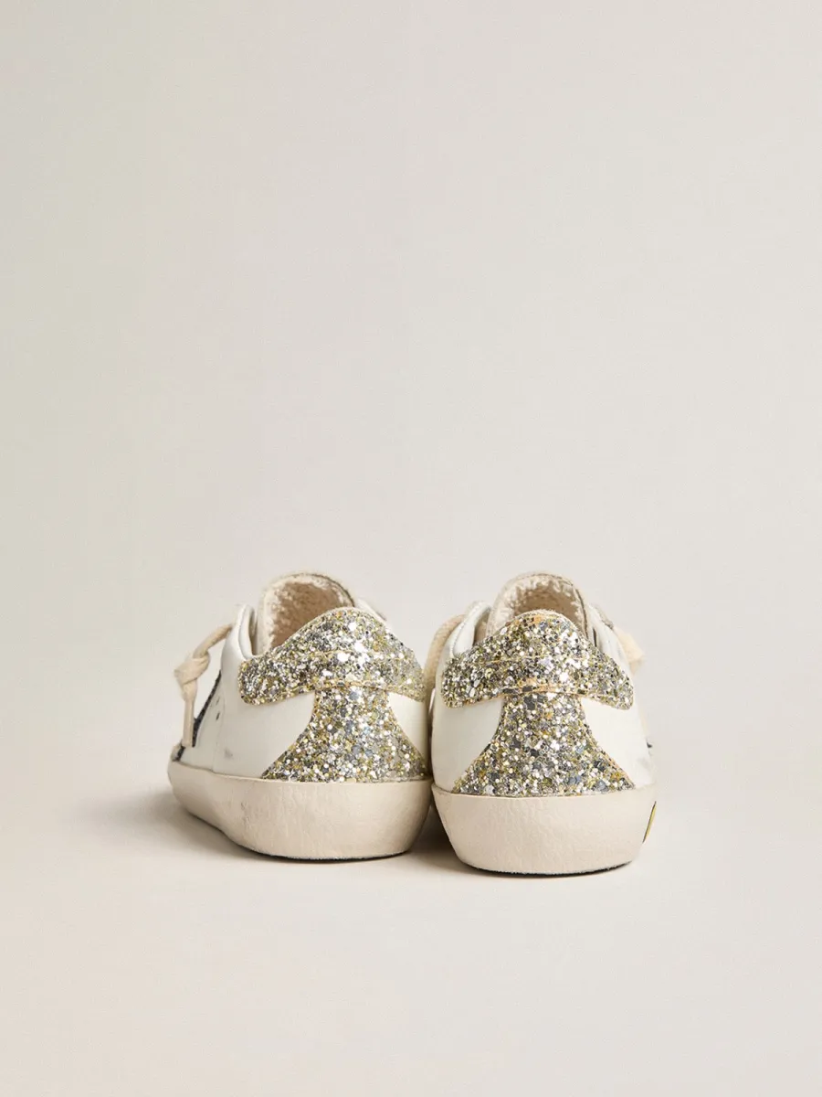Super-Star Junior in pelle con stella e talloncino glitter