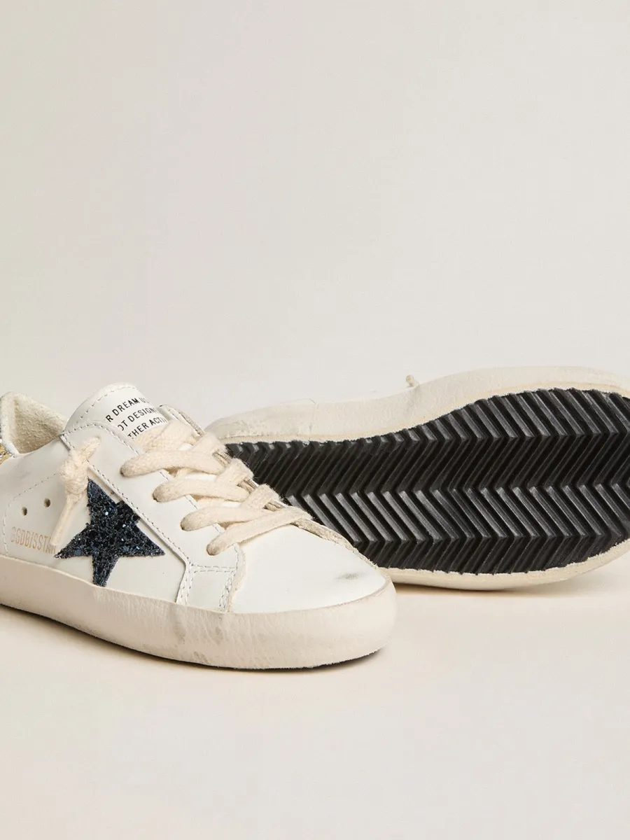 Super-Star Junior in pelle con stella e talloncino glitter