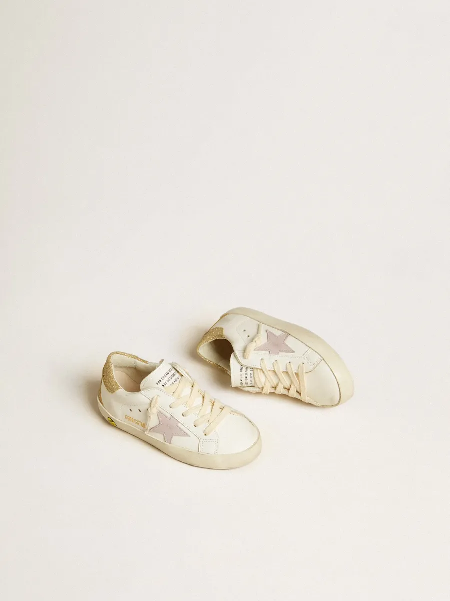 Super-Star Junior con stella in pelle lilla e talloncino in glitter