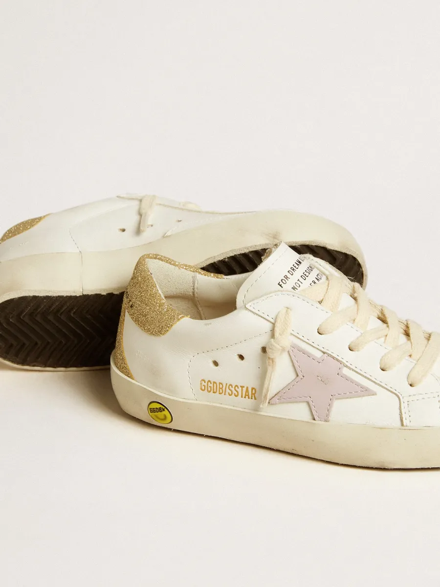 Super-Star Junior con stella in pelle lilla e talloncino in glitter