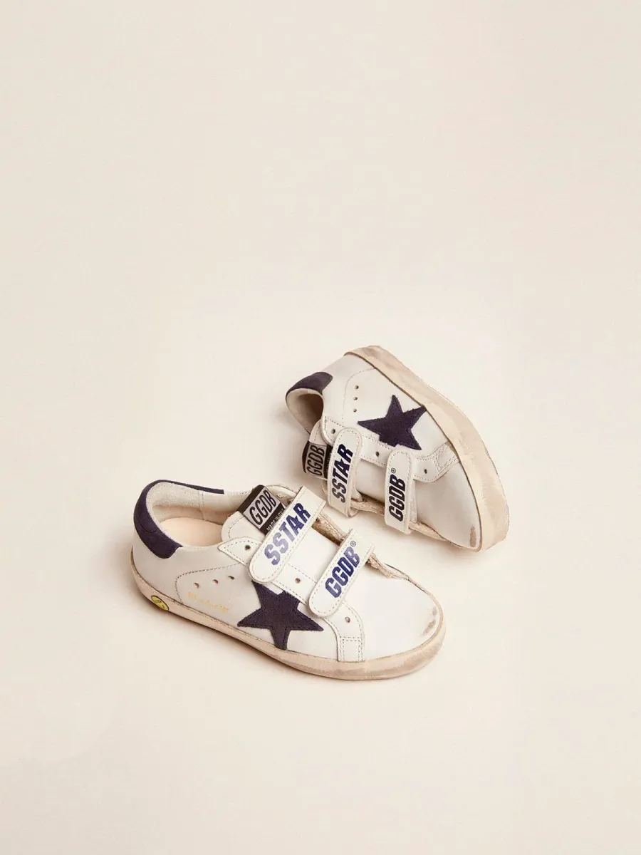 Old School Junior in pelle bianca con stella e talloncino in suede blu