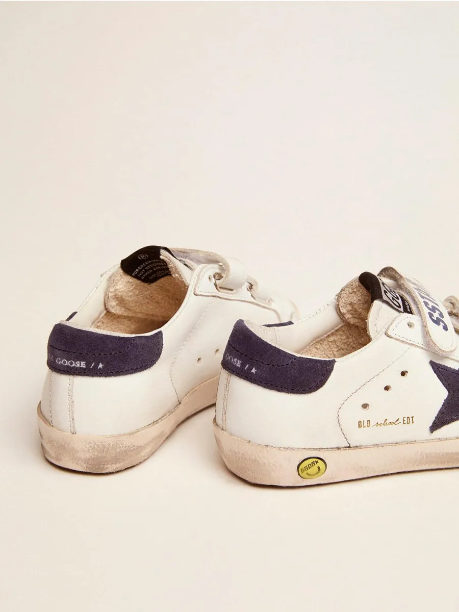 Old School Junior in pelle bianca con stella e talloncino in suede blu