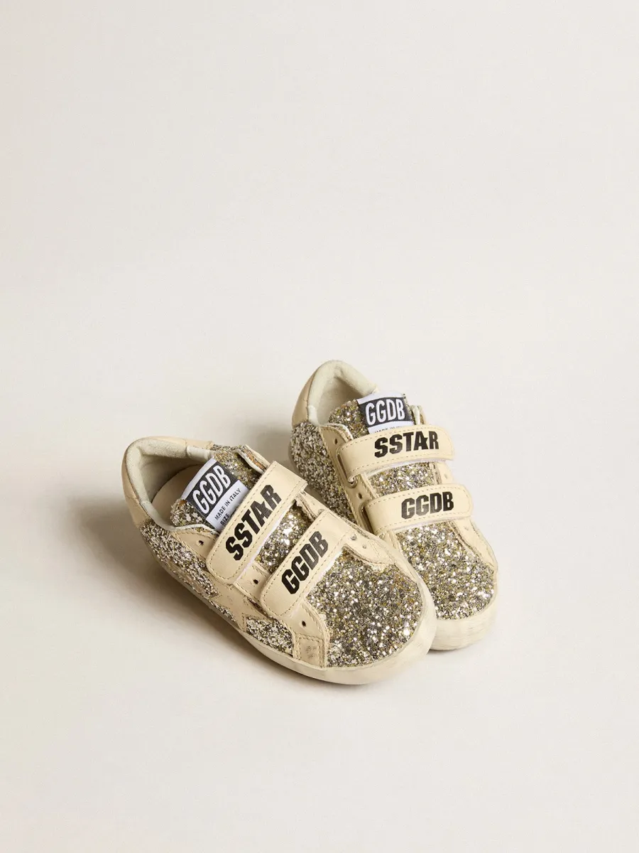 Old School Junior in glitter platino con stella e talloncino in pelle