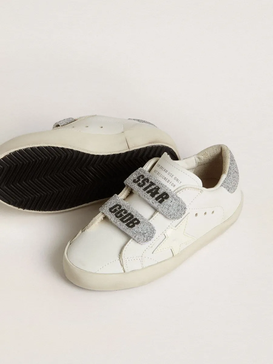 Old School Junior con talloncino e straps in cristalli Swarovski argento