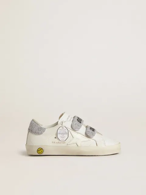 Old School Junior con talloncino e straps in cristalli Swarovski argento