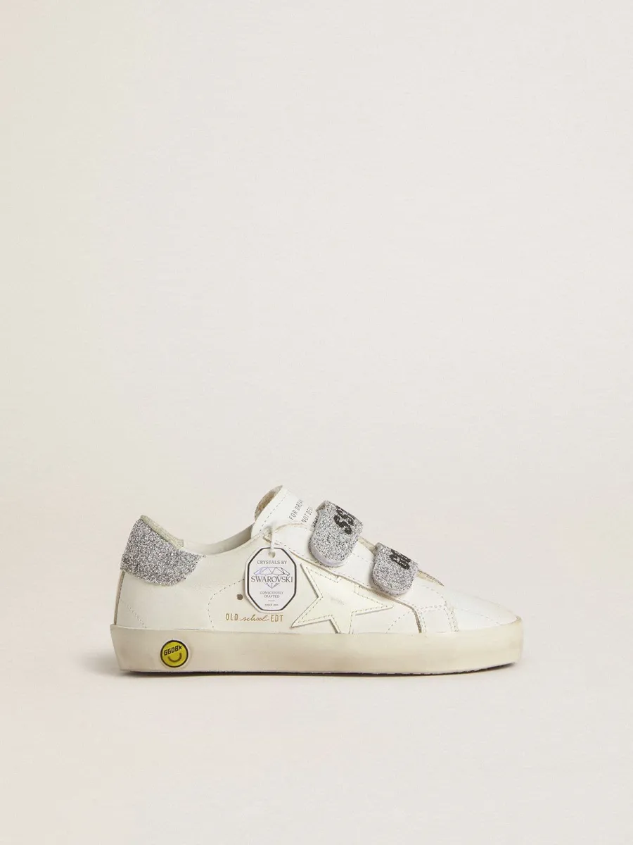 Old School Junior con talloncino e straps in cristalli Swarovski argento