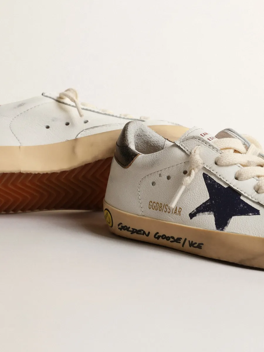 Super-Star Junior in nappa con stella stampata e talloncino nero