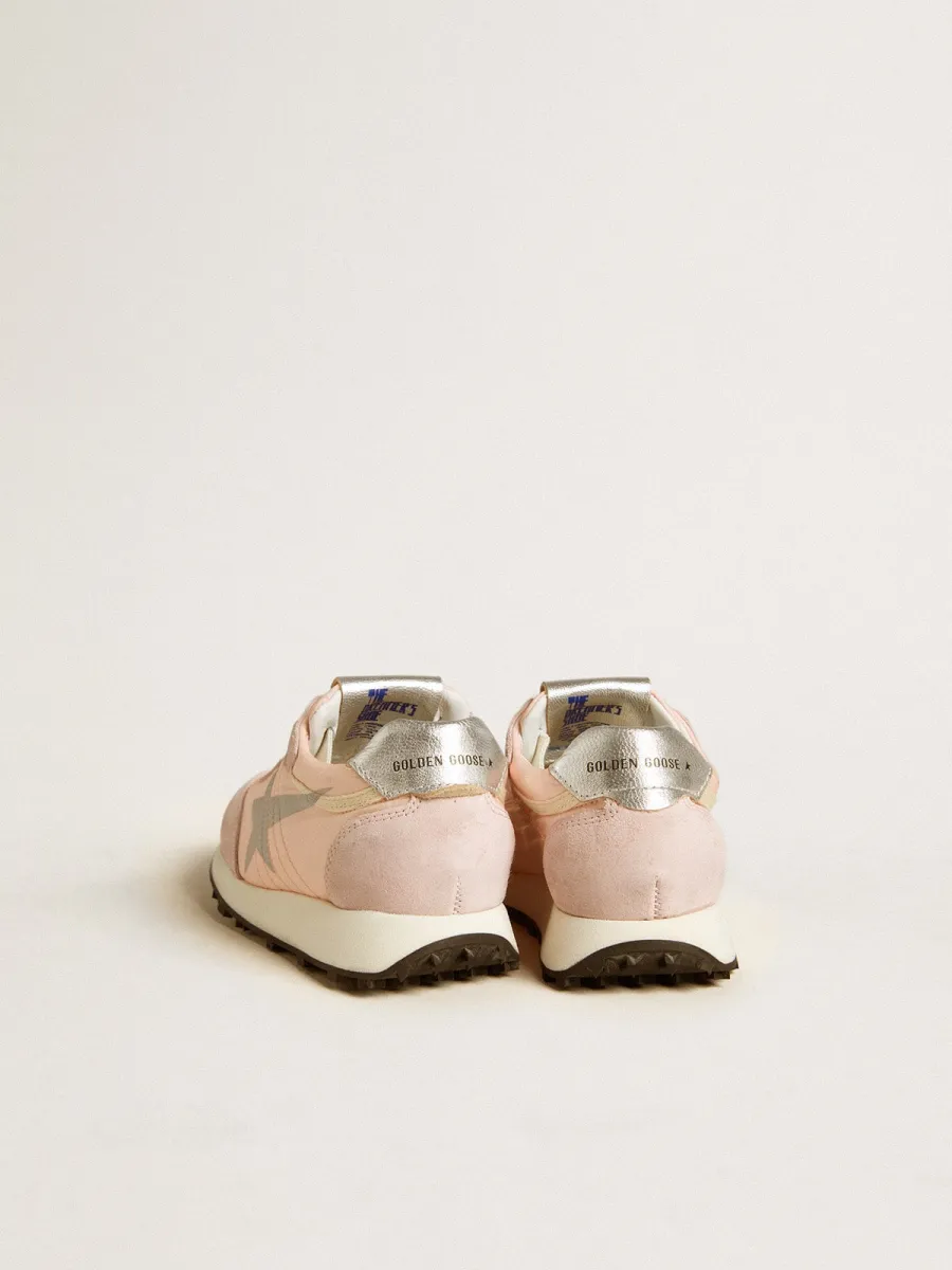 Marathon Junior in nylon rosa con stella stampata e talloncino in pelle