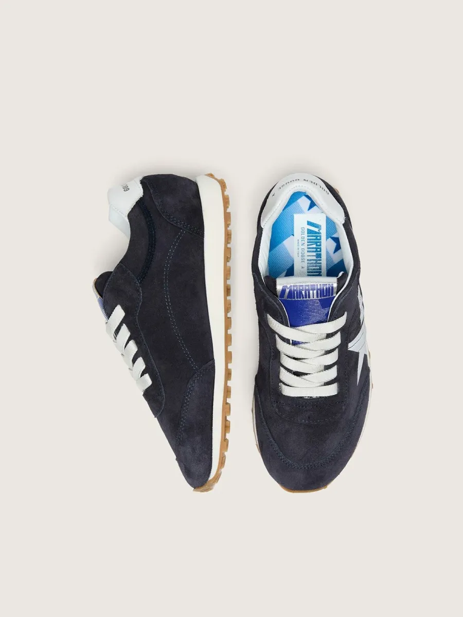 Marathon junior in suede blu scuro con stella bianca