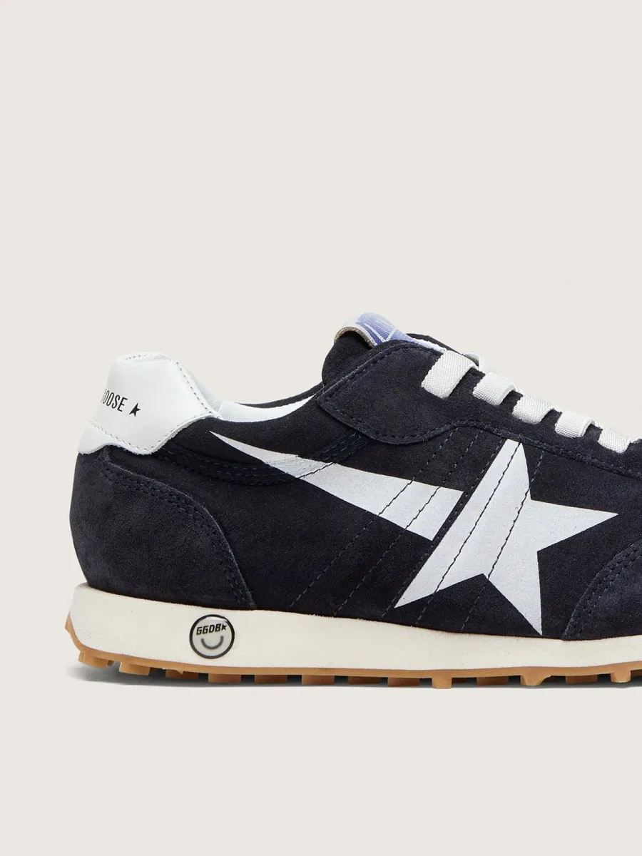 Marathon junior in suede blu scuro con stella bianca