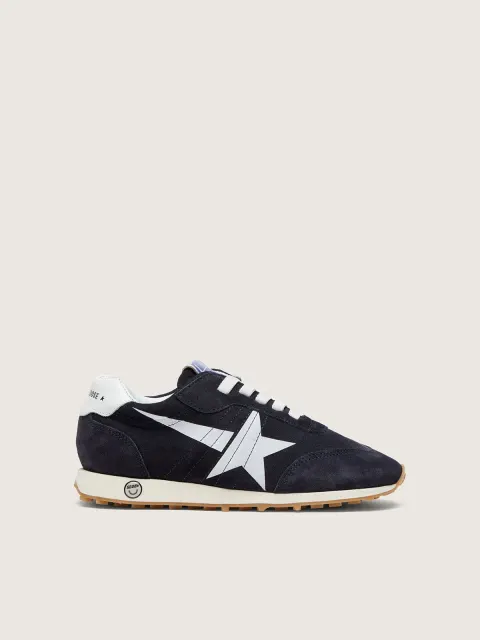 Marathon junior in suede blu scuro con stella bianca