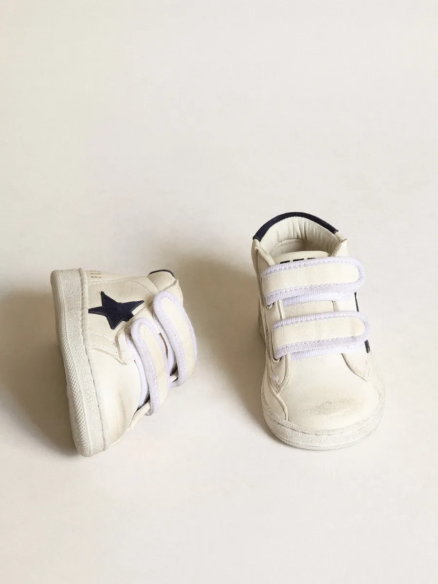 June Junior in nappa con stella e talloncino in suede blu scuro