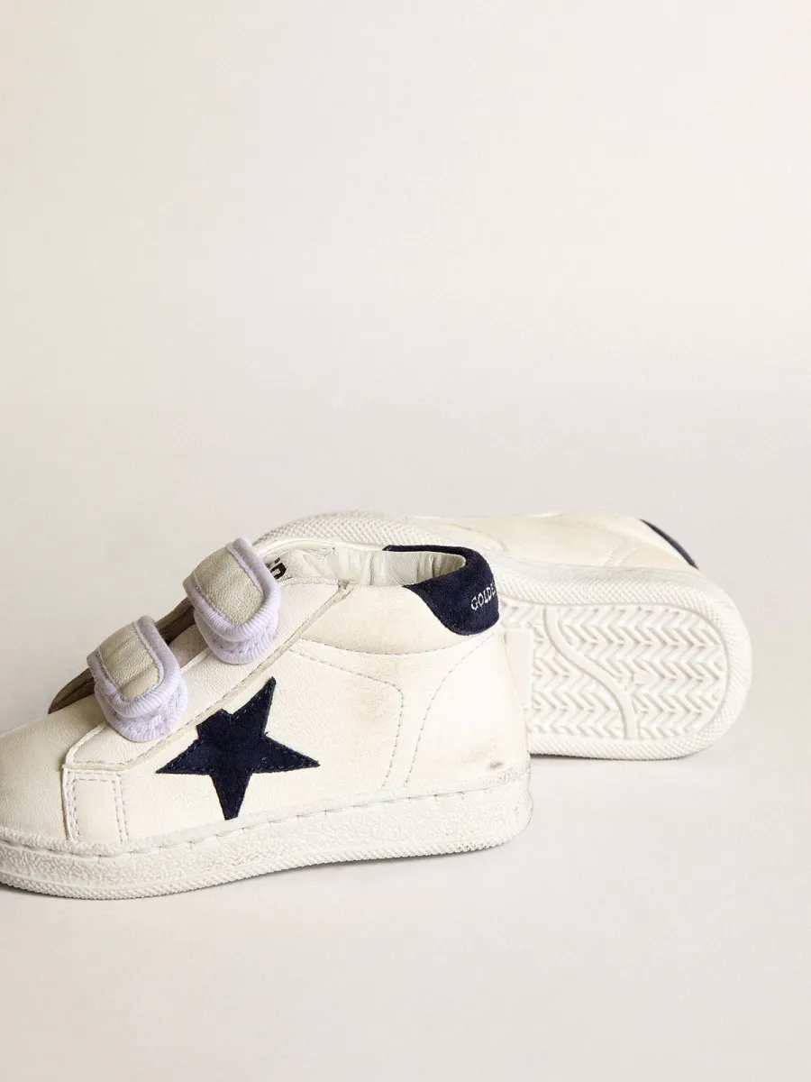 June Junior in nappa con stella e talloncino in suede blu scuro
