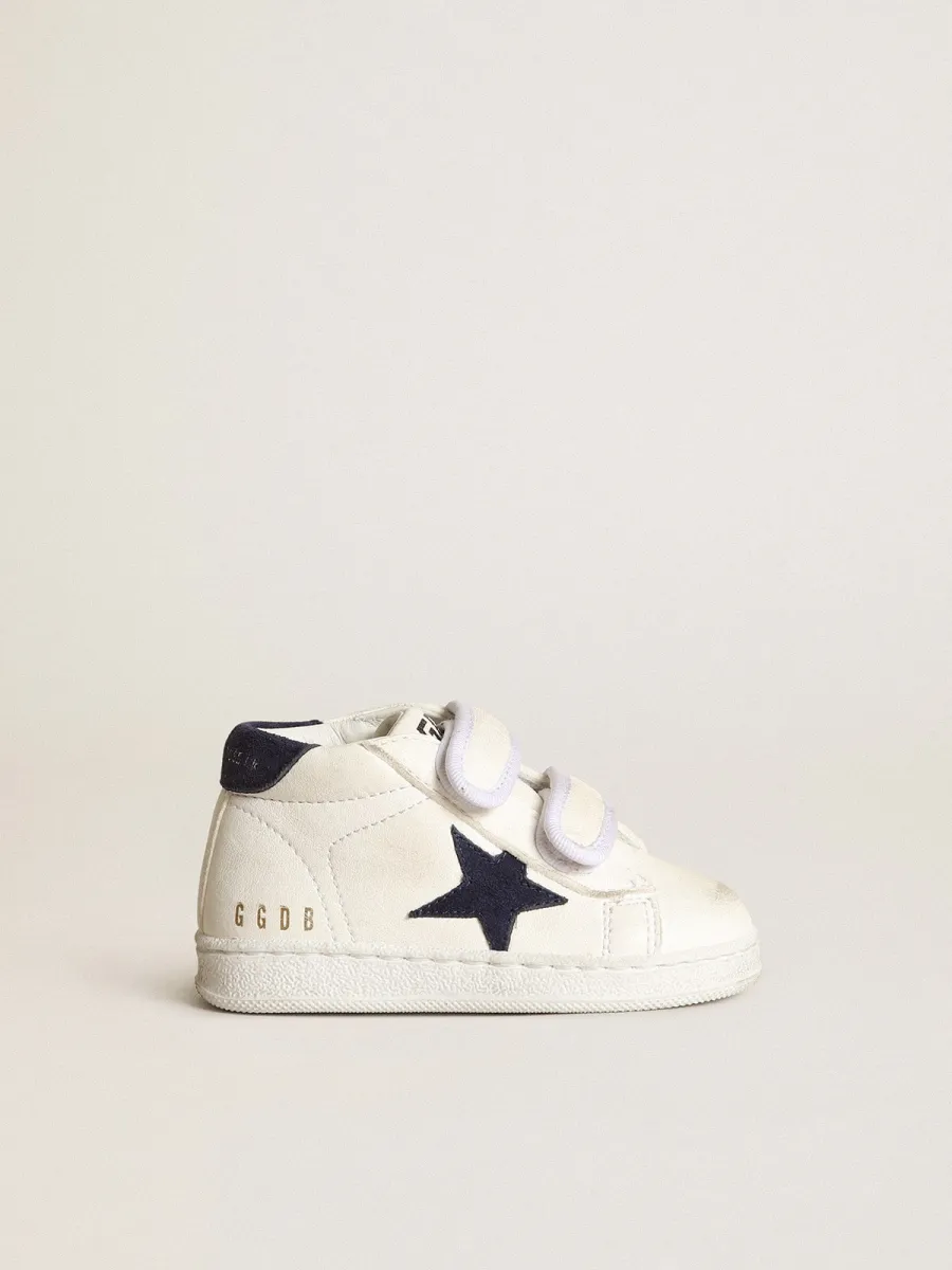 June Junior in nappa con stella e talloncino in suede blu scuro