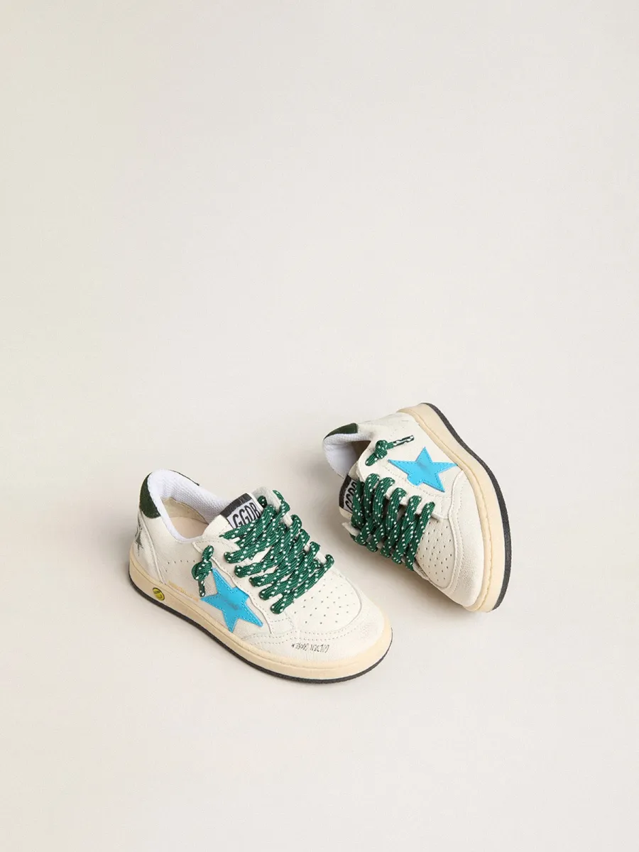 Ball Star Junior con stella turchese e talloncino in suede verde