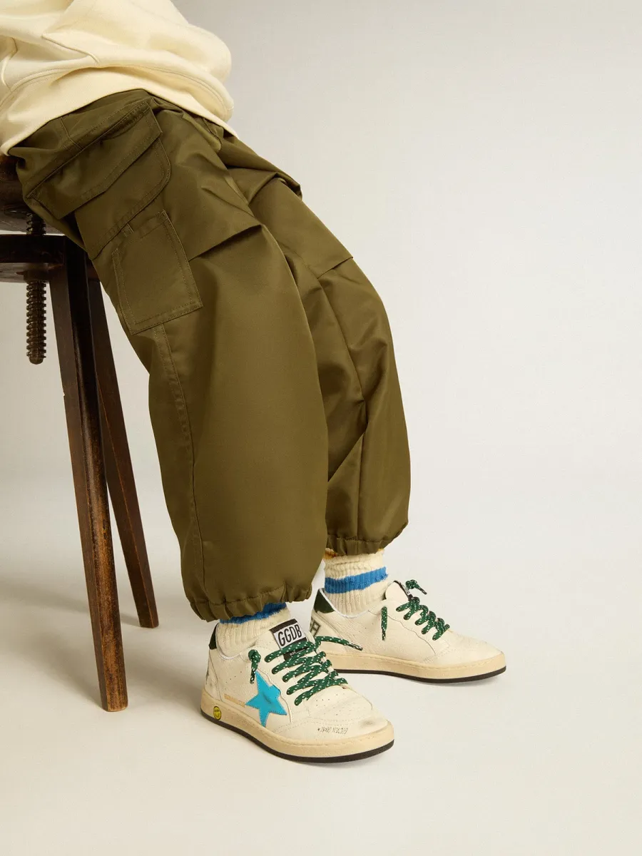 Ball Star Junior con stella turchese e talloncino in suede verde