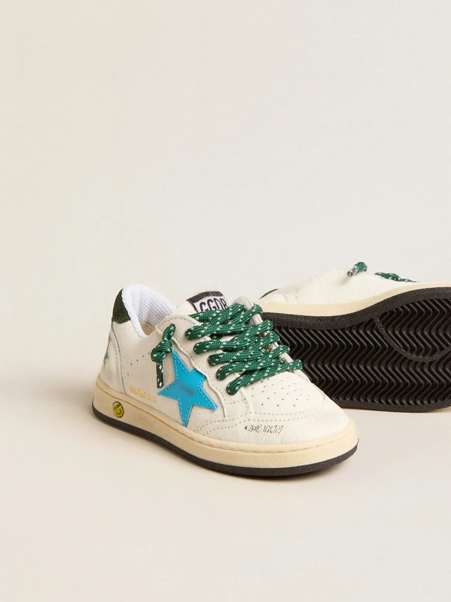 Ball Star Junior con stella turchese e talloncino in suede verde