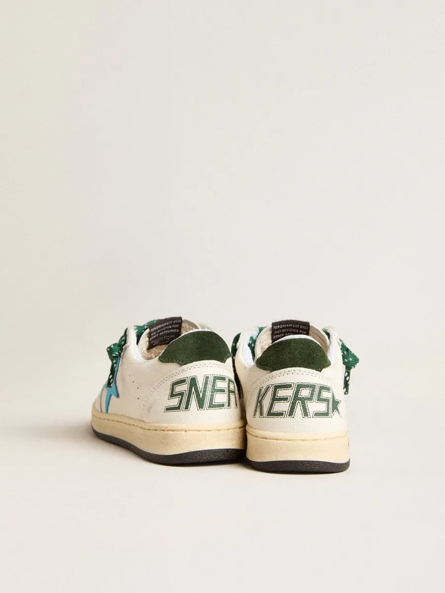 Ball Star Junior con stella turchese e talloncino in suede verde