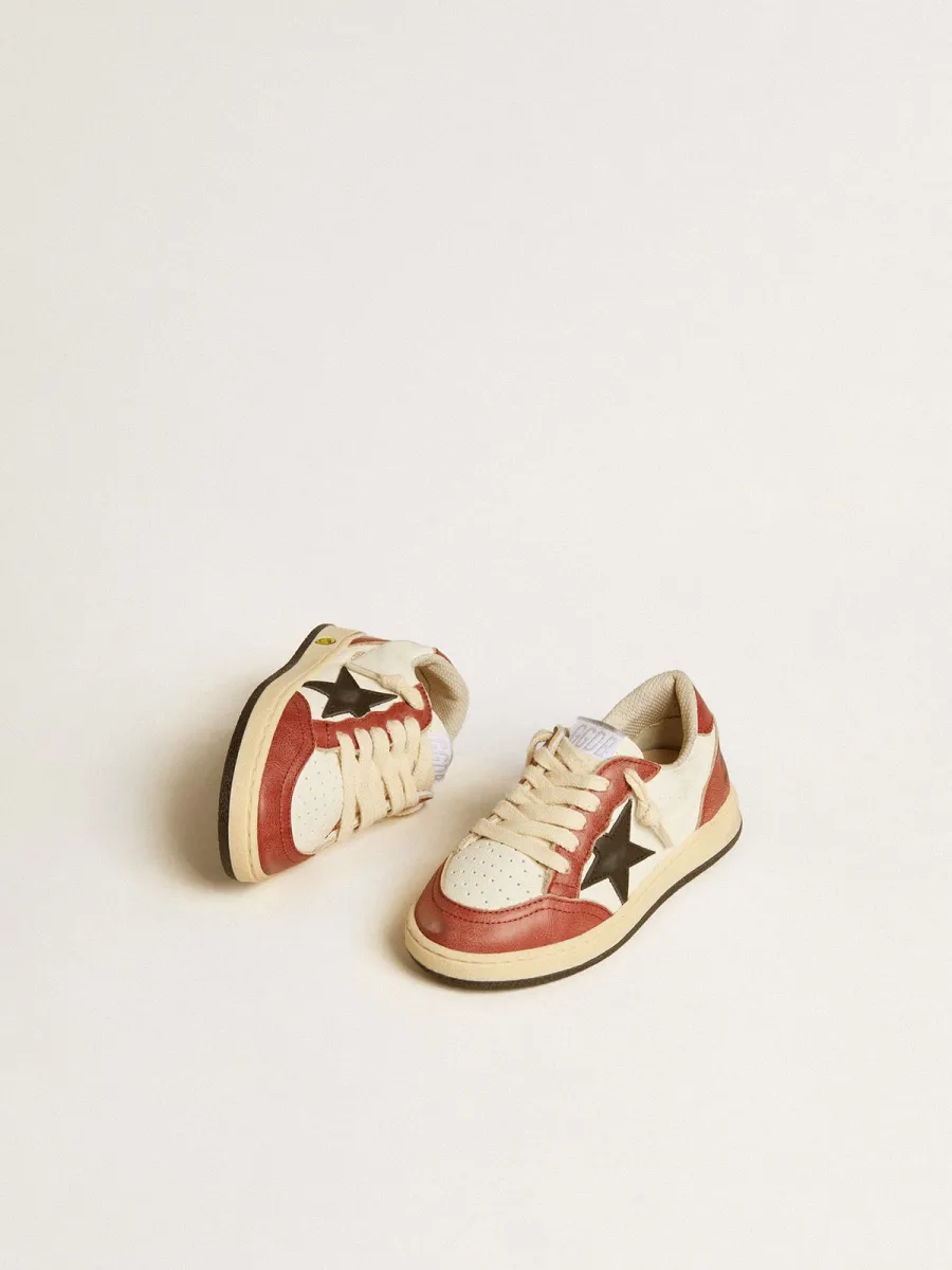 Ball Star Junior in nappa con stella nera e inserti in pelle rossa