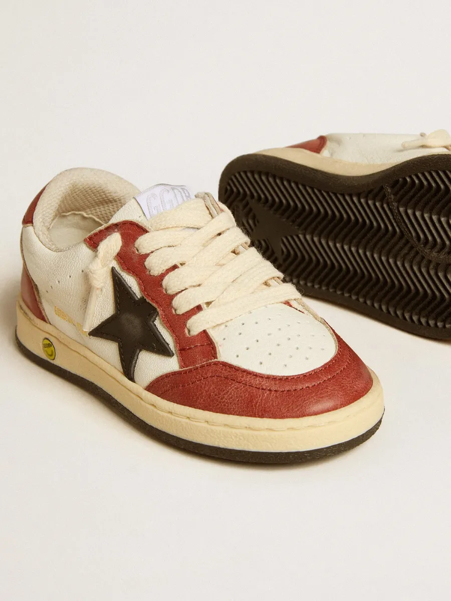 Ball Star Junior in nappa con stella nera e inserti in pelle rossa