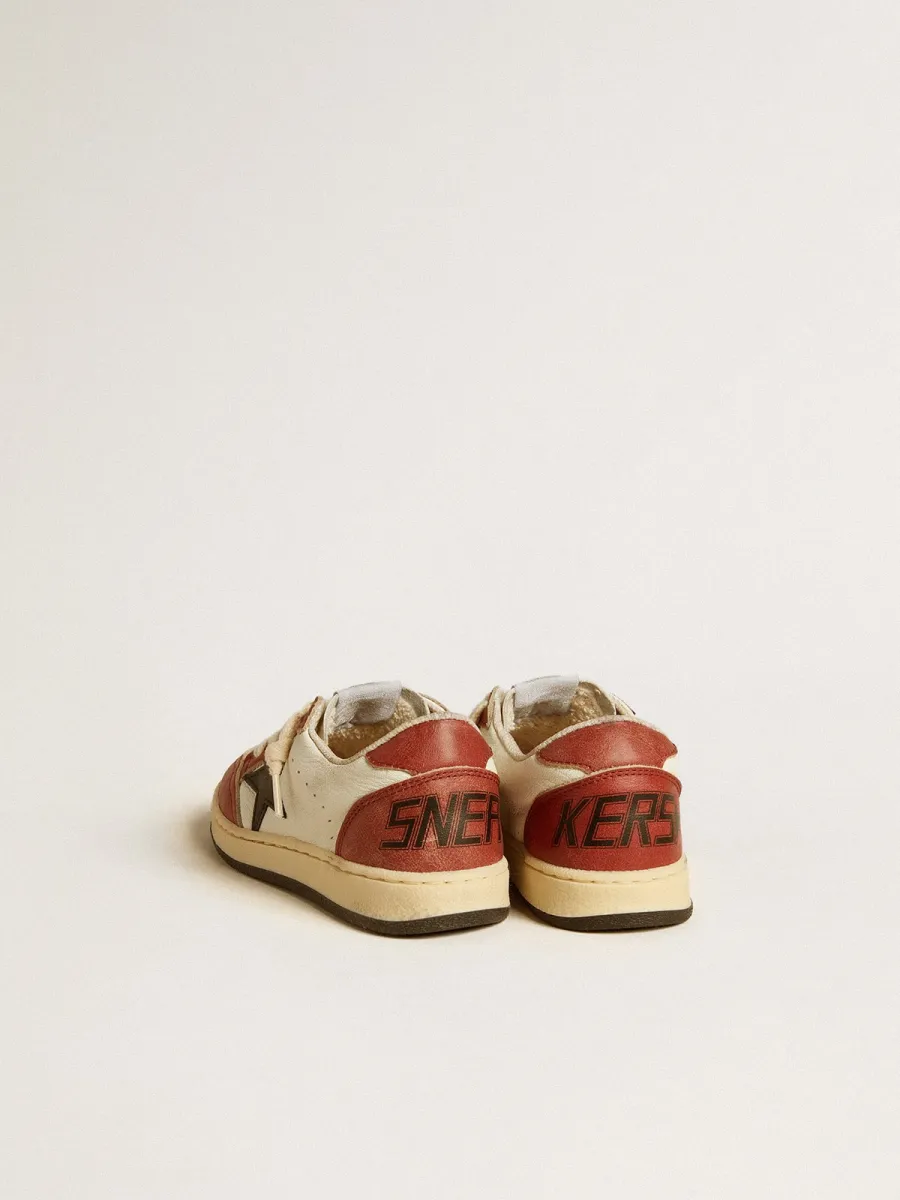 Ball Star Junior in nappa con stella nera e inserti in pelle rossa