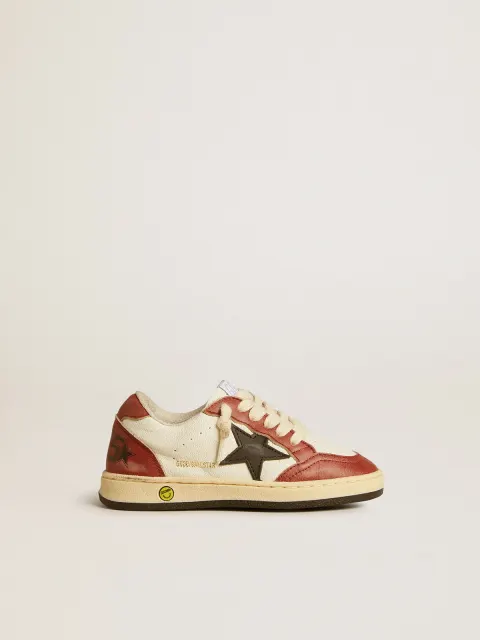 Ball Star Junior in nappa con stella nera e inserti in pelle rossa