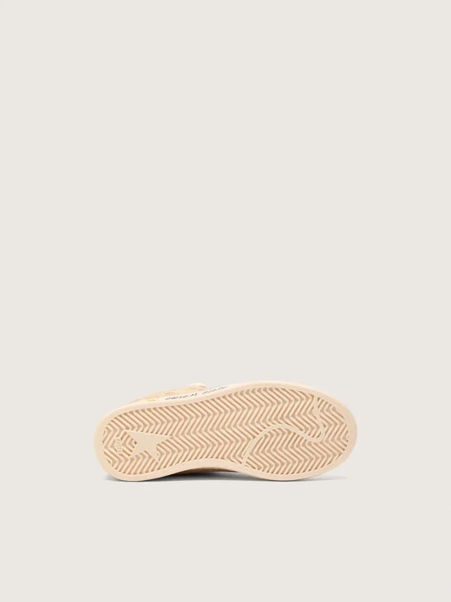 Ball Star Junior in suede beige con stella rossa e talloncino azzurro