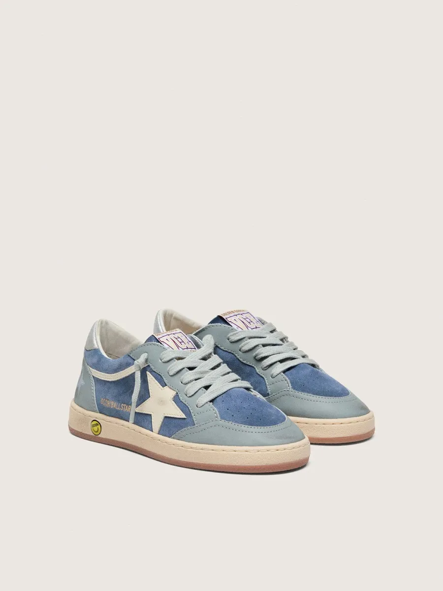 Ball Star junior in suede blu jeans e azzurro con stella in pelle bianca