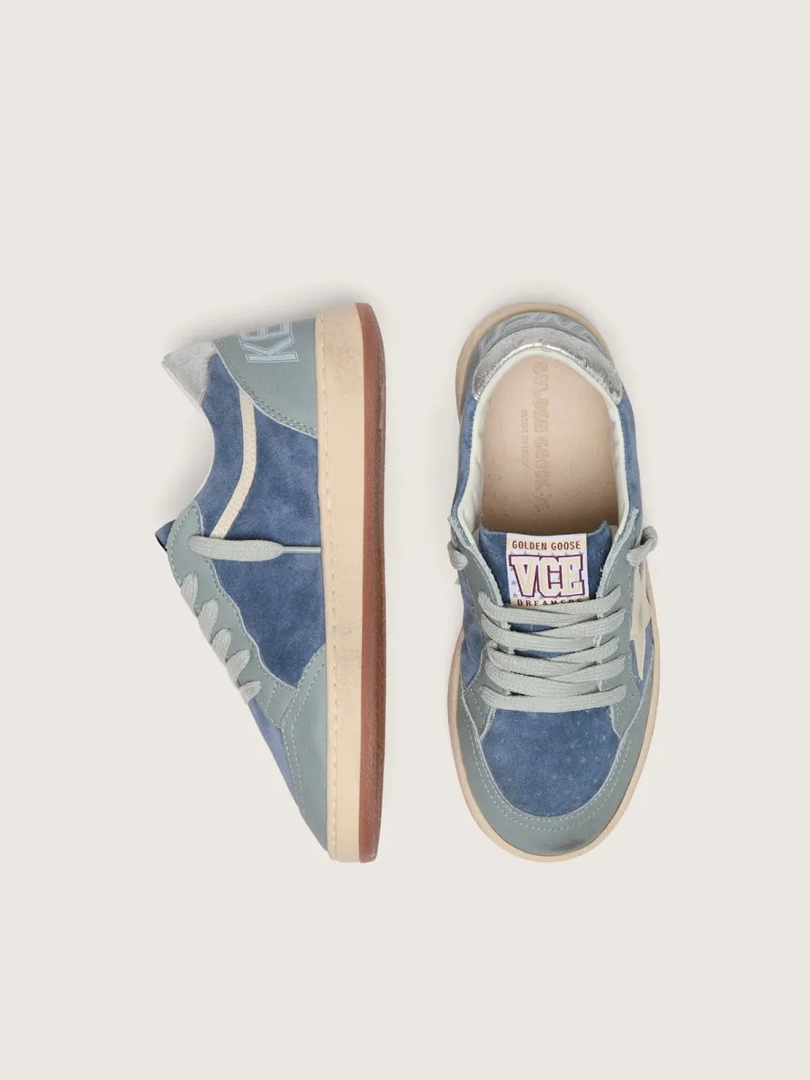 Ball Star junior in suede blu jeans e azzurro con stella in pelle bianca