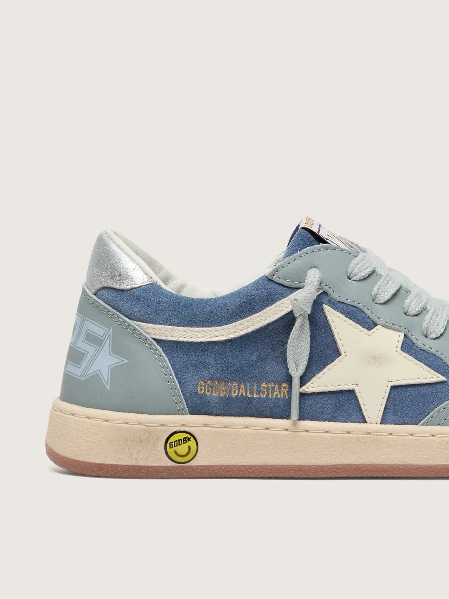 Ball Star junior in suede blu jeans e azzurro con stella in pelle bianca