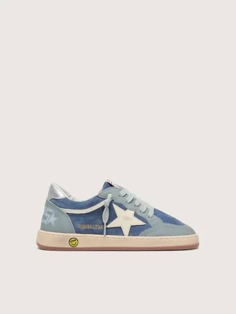 Ball Star junior in suede blu jeans e azzurro con stella in pelle bianca