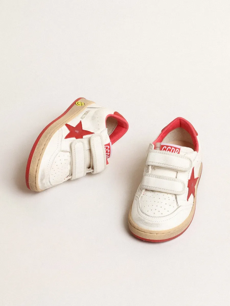 Ball Star Junior in nappa con stella e talloncino in pelle rossa