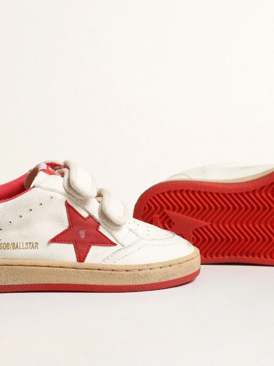Ball Star Junior in nappa con stella e talloncino in pelle rossa