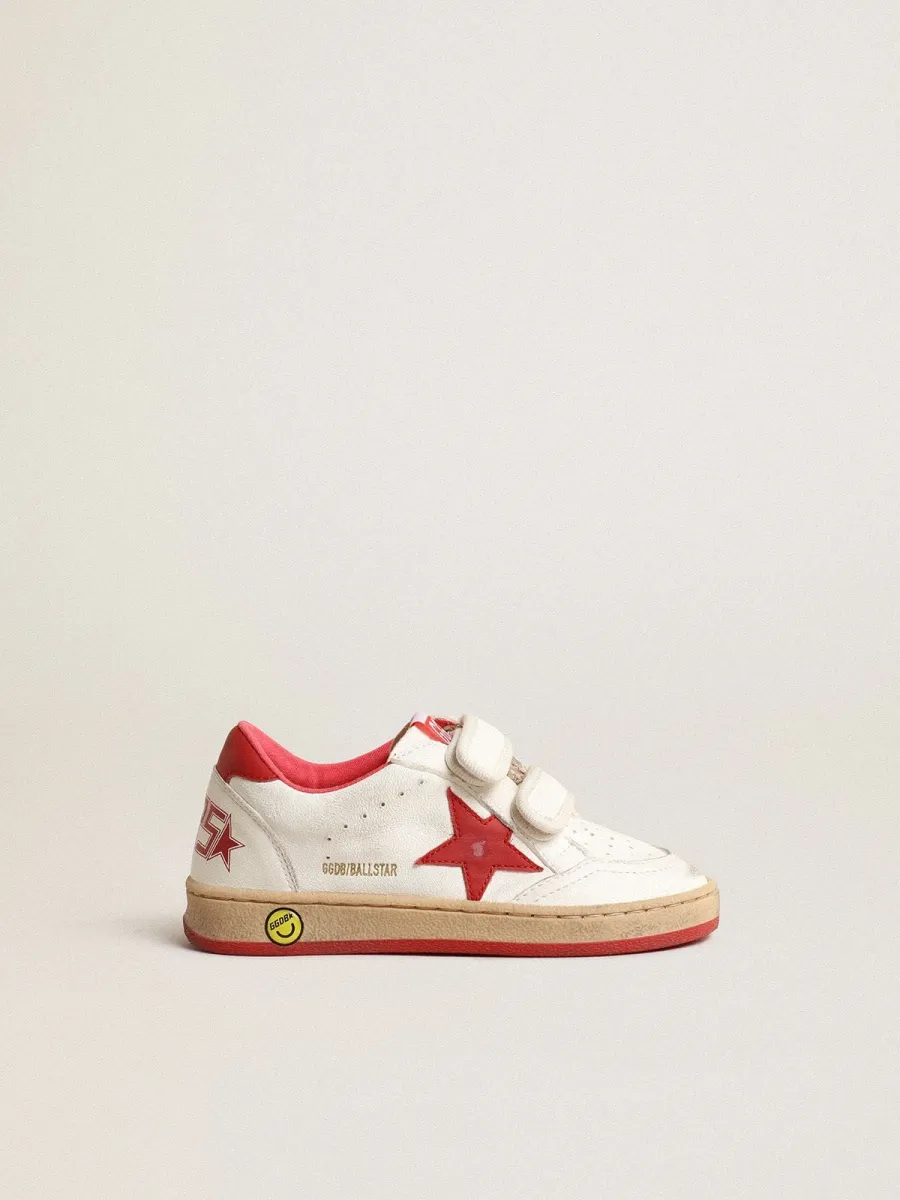 Ball Star Junior in nappa con stella e talloncino in pelle rossa