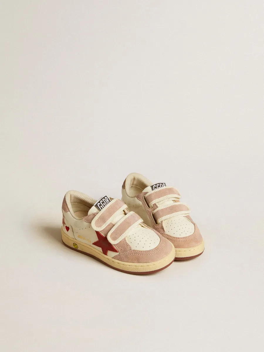 Ball Star Junior in nappa con stella in nappa e talloncino in suede rosa