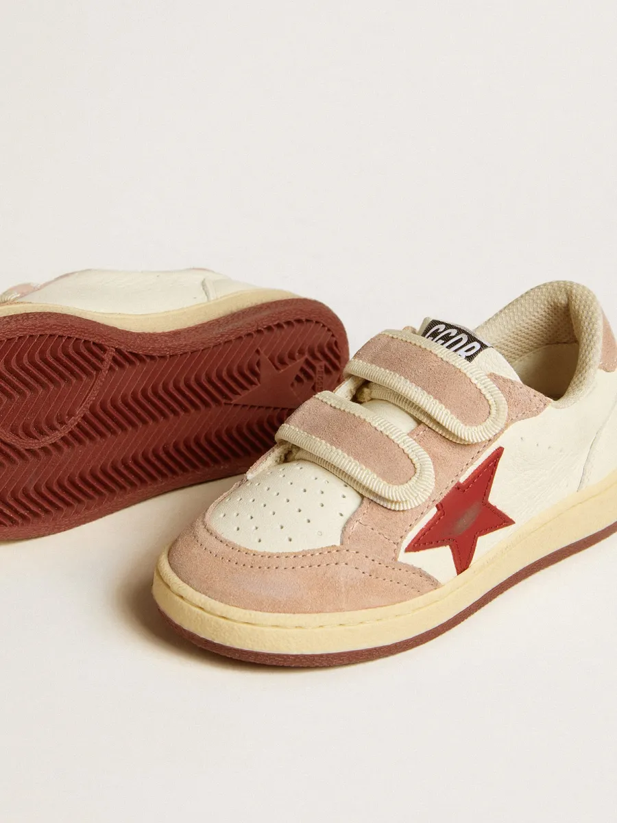 Ball Star Junior in nappa con stella in nappa e talloncino in suede rosa
