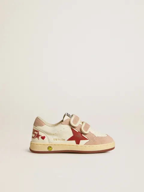 Ball Star Junior in nappa con stella in nappa e talloncino in suede rosa