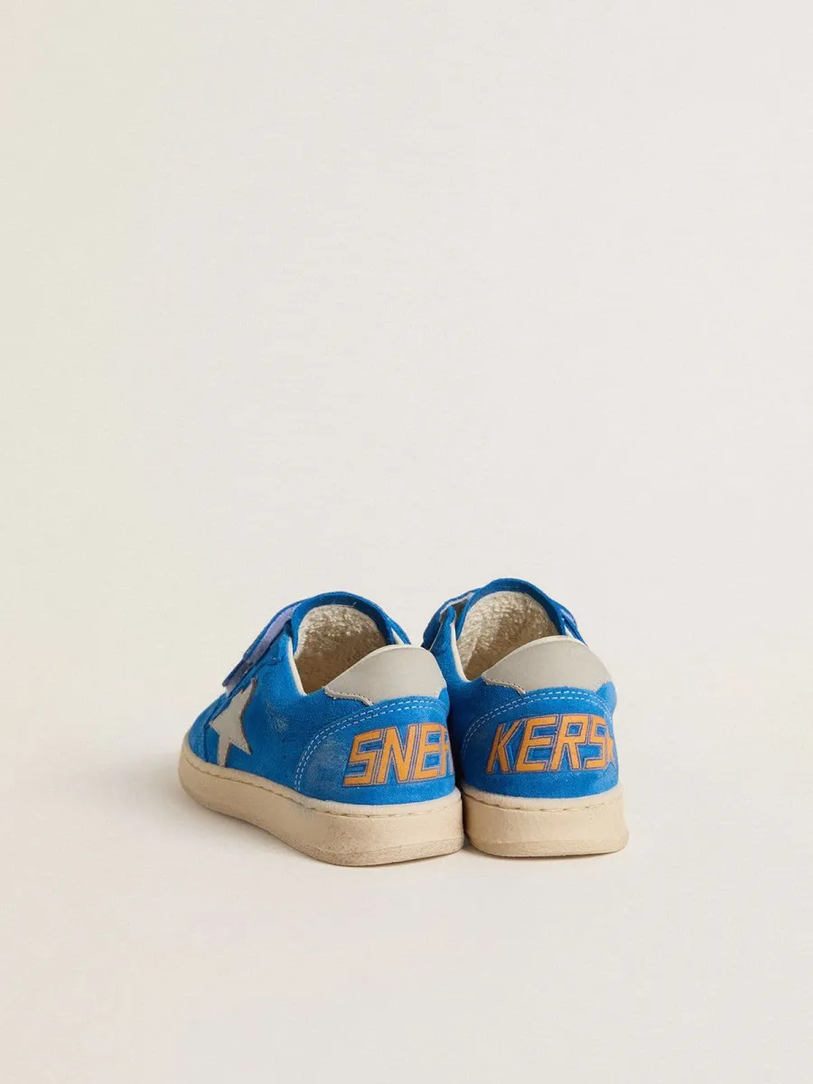 Ball Star Junior in suede azzurro con stella e talloncino in nabuk grigio