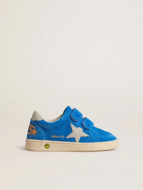 Ball Star Junior in suede azzurro con stella e talloncino in nabuk grigio