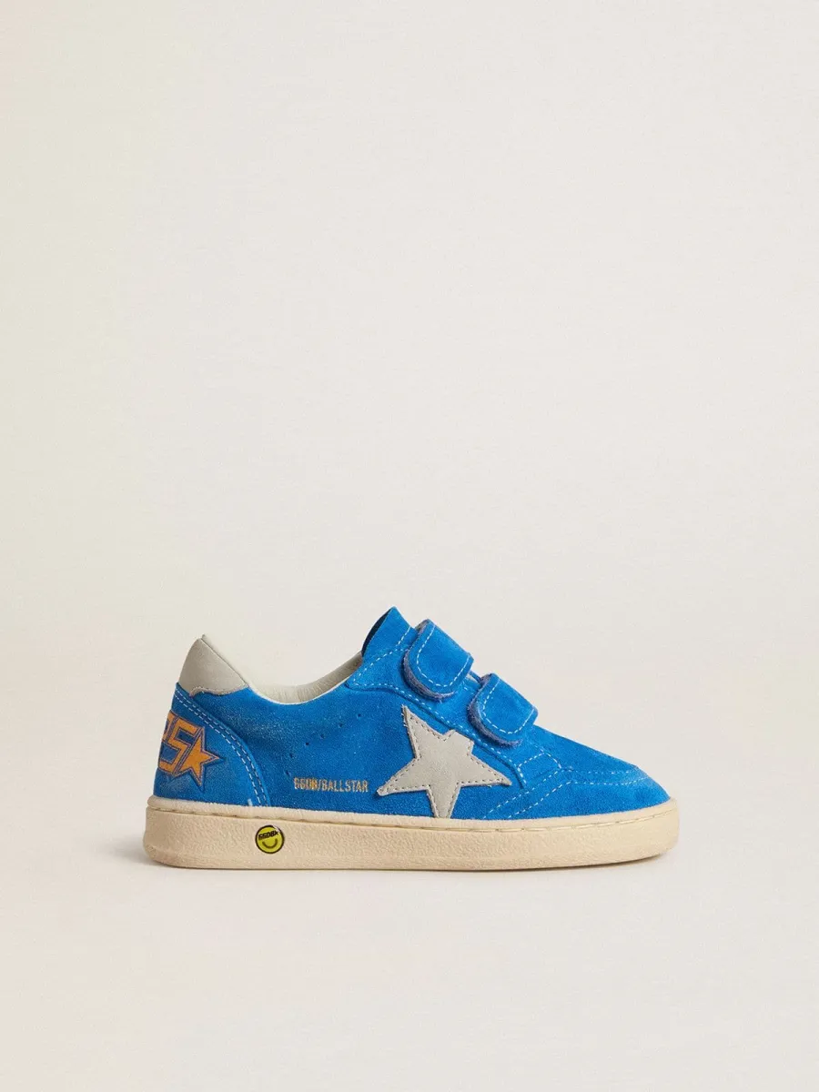 Ball Star Junior in suede azzurro con stella e talloncino in nabuk grigio