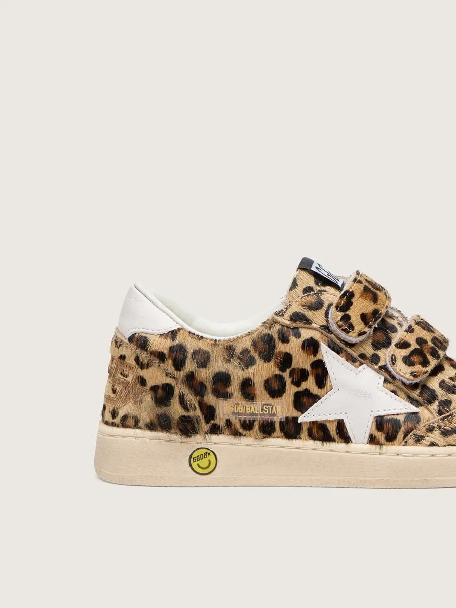 Ball Star Junior in cavallino leopardato con stella e talloncino in pelle bianca