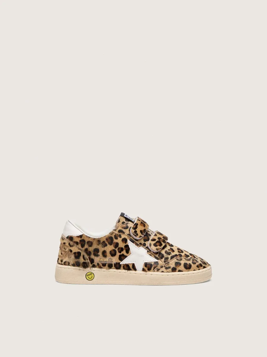 Ball Star Junior in cavallino leopardato con stella e talloncino in pelle bianca