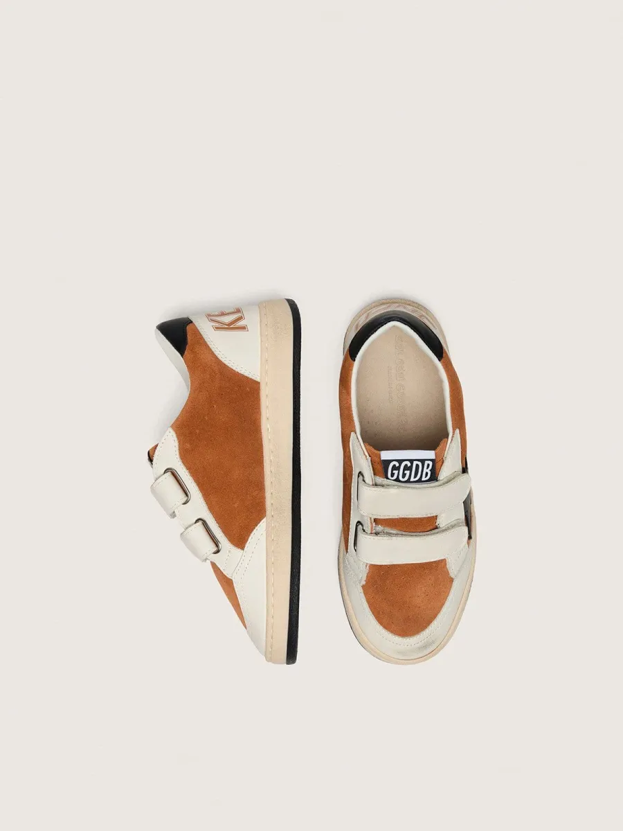 Ball Star junior in suede mattone e pelle crema con stella in pelle nera